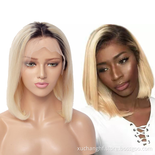 Cheap Peruvian 613 Blonde Colored Bob Wig,Raw Virgin Transparent Hd Full Lace Human Hair Wig,100% Bob Wig Human Hair Lace Front